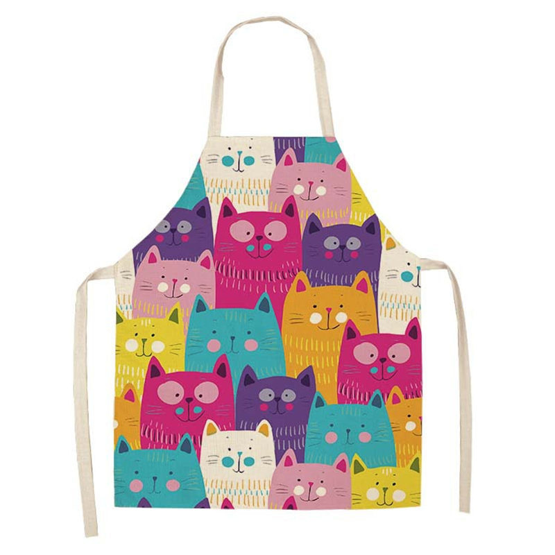 limpieza hogar delantal cocina mujer Delantal con Gato de dibujos animados para mujer y hombre, accesorios de cocina para hornear, delantal de cocina, delantal de café
