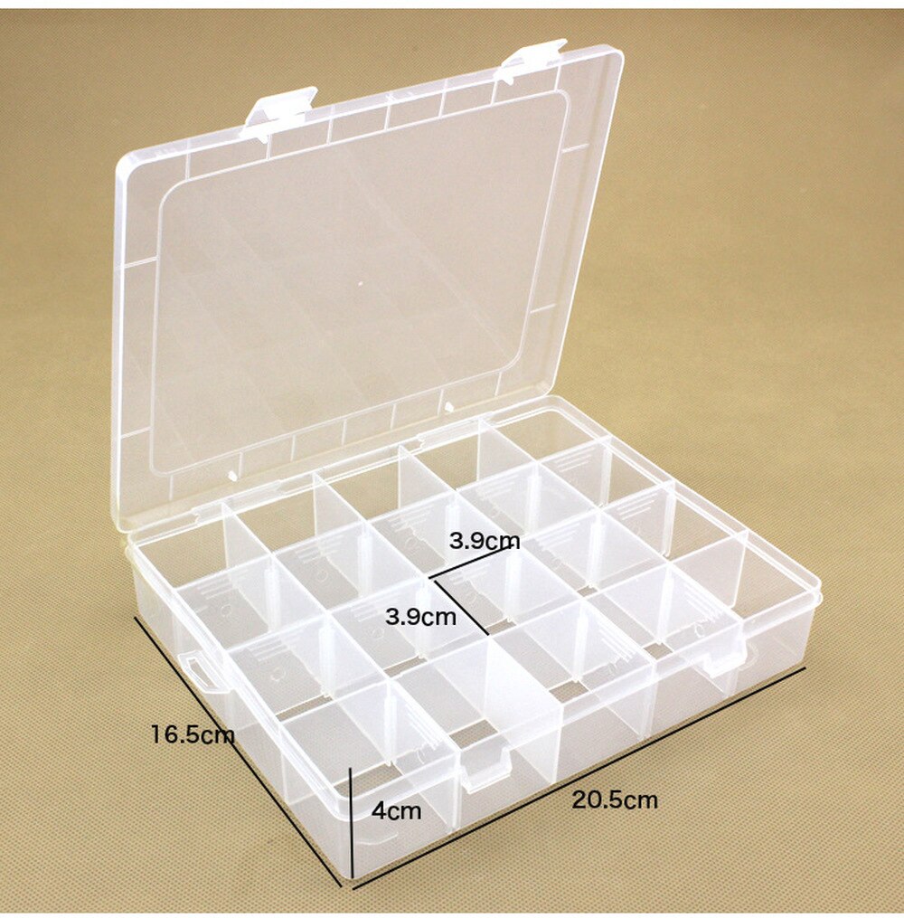 Caja de joyería de plástico transparente desmontable con rejilla fija, caja de clasificación multiclase, para guardar pendientes, pastillas pequeñas, portátil, 20 unidades