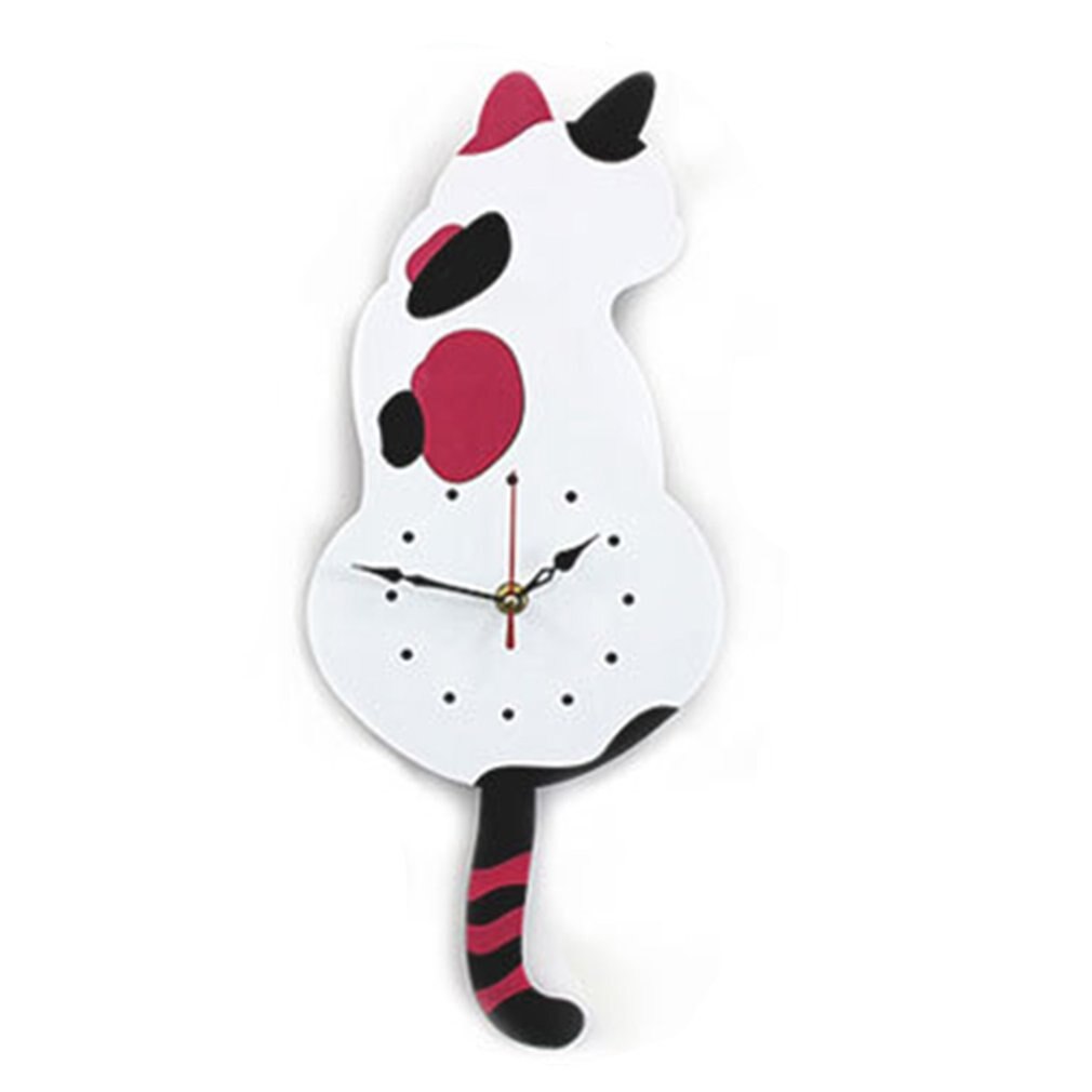 Home Decoration Living Room Wagging Tail Cat Wall Clock Acrylic Wall Clock Modern Cute Cat Clock Move Silence: white