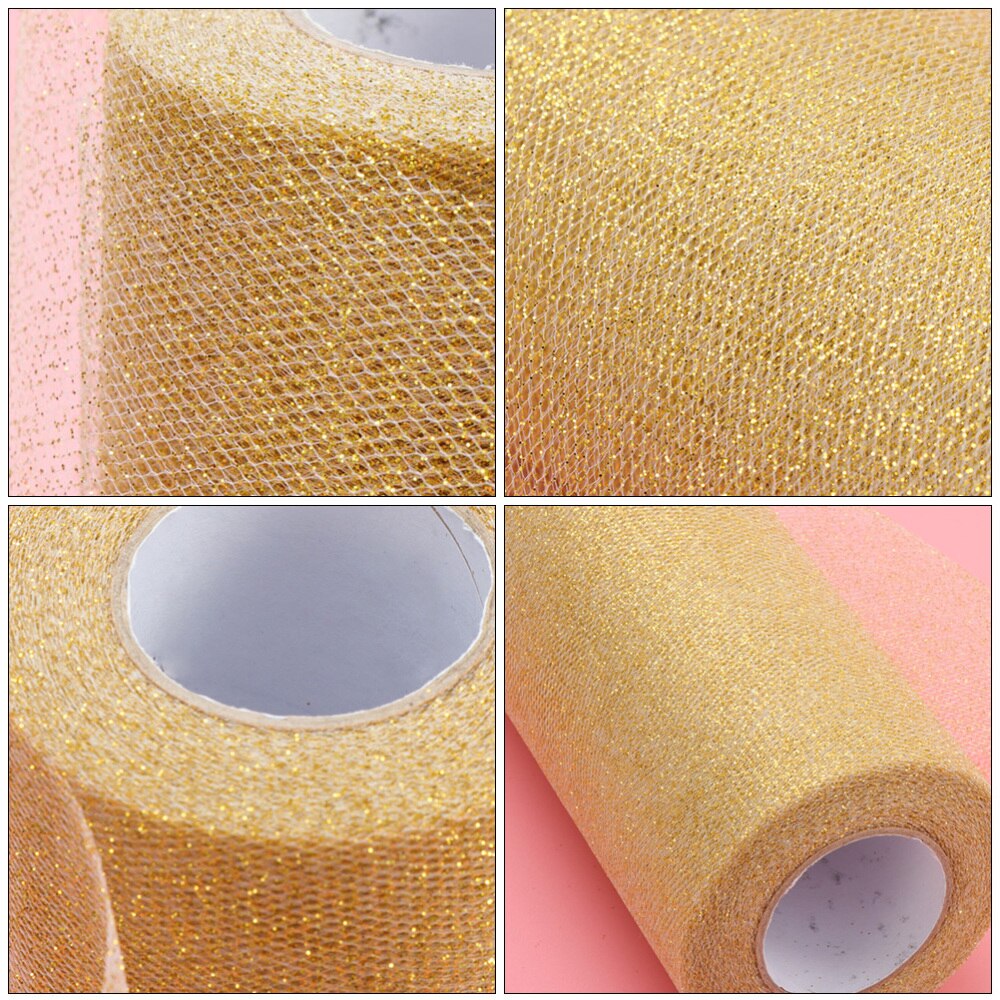 2 Rolls Wedding Decorative Tulle Roll Glitter Tulle Ribbon Fabric Tulle Spool