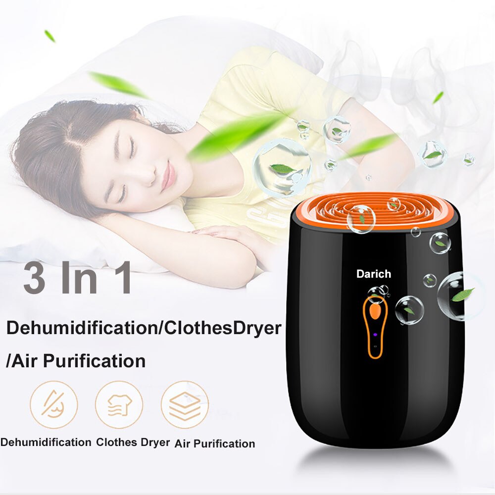 Deshumidificador de membrana iónica portátil para el hogar, Mini secador de aire de 10L, CC de 9V, 25W, 800ML, tanque de agua