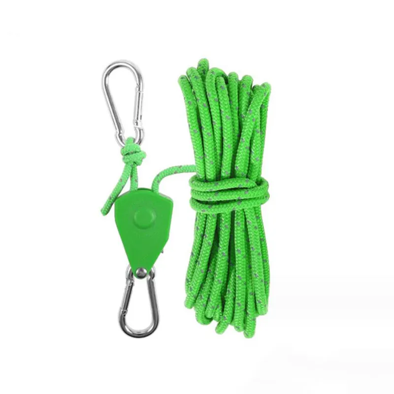Tendeur de Corde pour Tente de Camping, 5m, Poulie de Fixation, Cintres à Cliquet, Crochet de Corde d'Auvent, Modifications de Corde, Sangles de Serrage: YELLOW