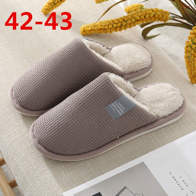 Xiaomi Cotton Slippers Couple Winter Warm Slippers Male Home Indoor Non-slip Platform Slippers for Women Men: Grey 42-43