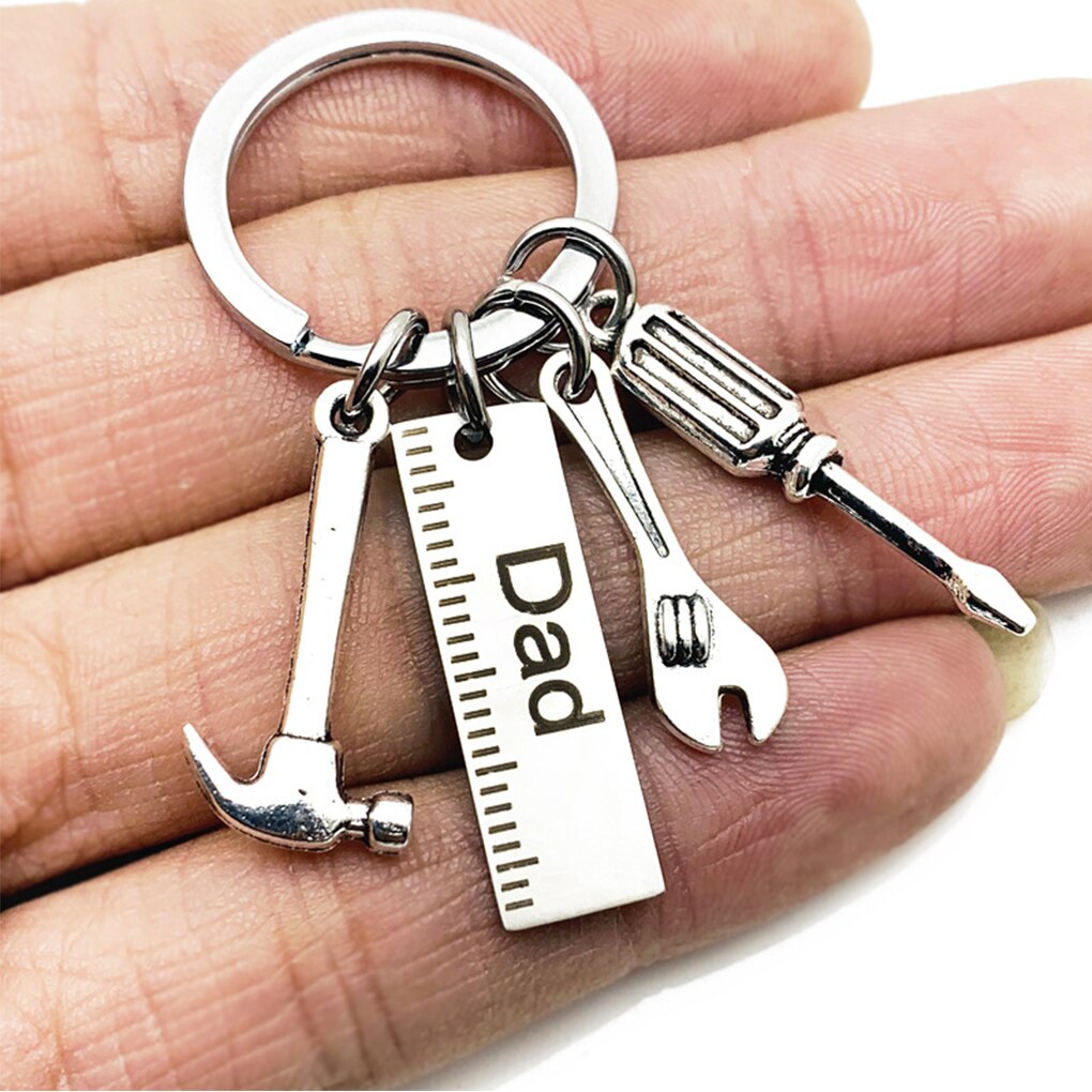 Dad Keychain Stainless Steel Alloy Screwdriver Keyring DIY Wrench Key Ring Decor Hanging Pendant Father's Day