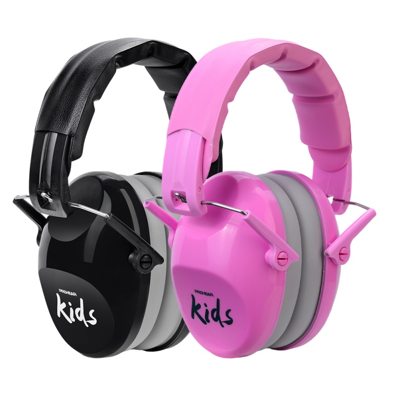 Prohear kinderoorkappen zwart, veiligheidsgehoorbescherming, verstelbaar, roze ruisonderdrukking, gehoorbescherming voor peuters en kinderen: Zwart