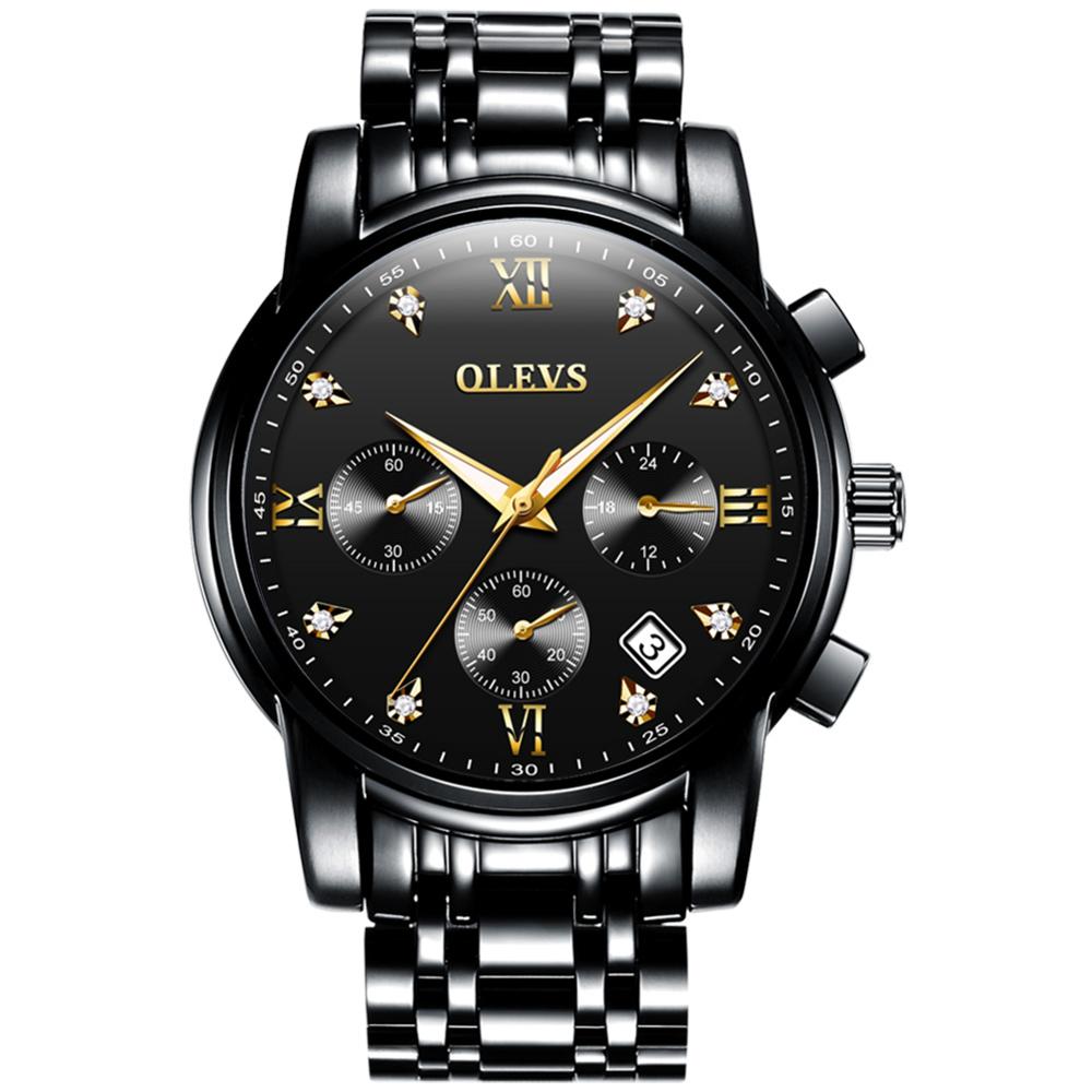 Montre de luxe pour hommes, de luxe, en or, 18k: Black
