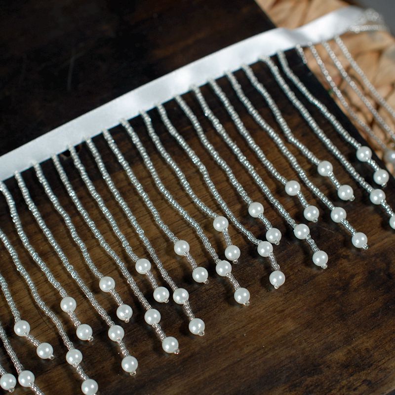 10.5CM szerokie gruszki frezowanie grzywka zakończenie z frędzlami robić sukni ślubnej suknia ślubna kołnierz akcesoria robić dekoracji ramion 2M: poza biały