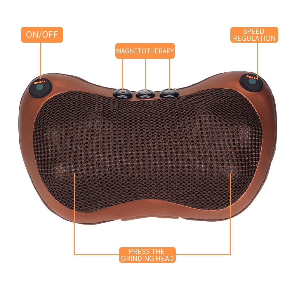Electric Massage Pillow 8D Head Infrared Heating Neck Massager Home Car Multifunctional Shiatsu Massage Relaxation Body Machine