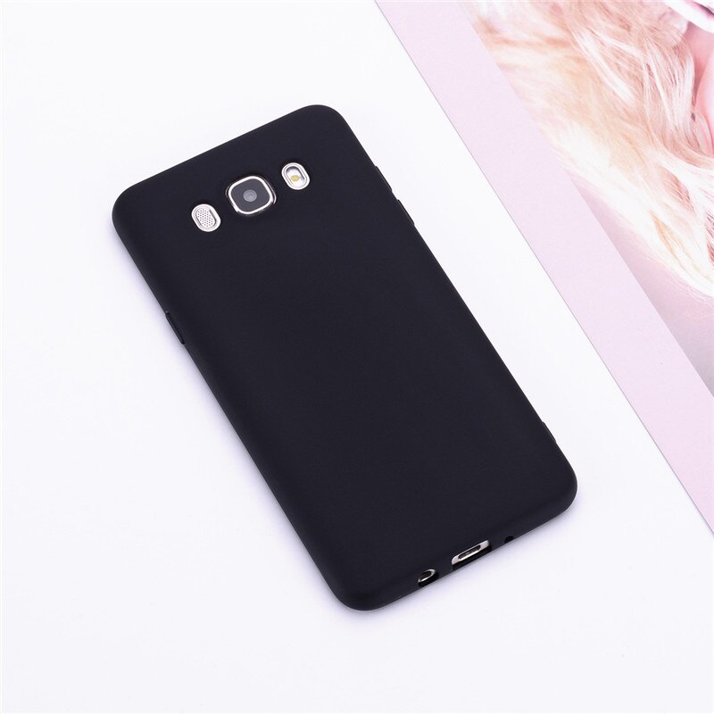 Siliconen Cases Voor Samsung Galaxy J7 J710 J710F Candy Kleur Silicone Soft TPU Phone Case Voor Samsung J7 cover: Black