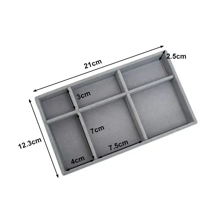Velvet Jewelry Accessories Display Organizer Desktop Makeup Storage Box Earring Bracelet Ring Brooch Classification Drawer Tray: Blue