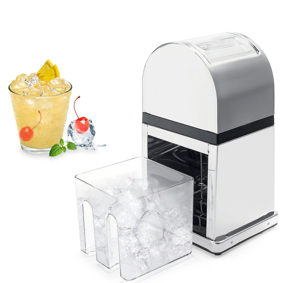 Hand Crank Stainless Steel Ice Crusher Mini Ice Shaver Chopper Manual Snow Cone Smoothie Maker Ice Block Slush Breaking Machine