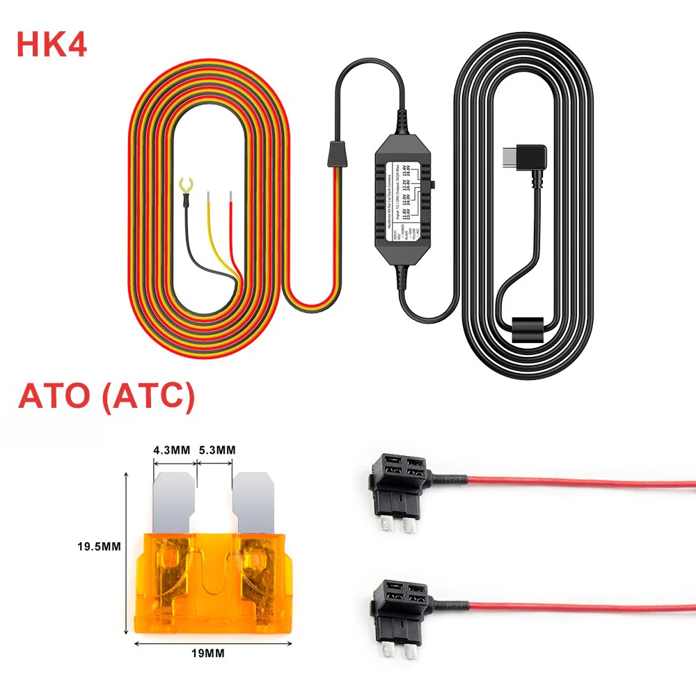 Viofo Original HK4 para A119Mini/ A229/ T130/ WM1 Dash Cam ACC Hardwire Kit Cable 3 cables para modo de estacionamiento: Azul