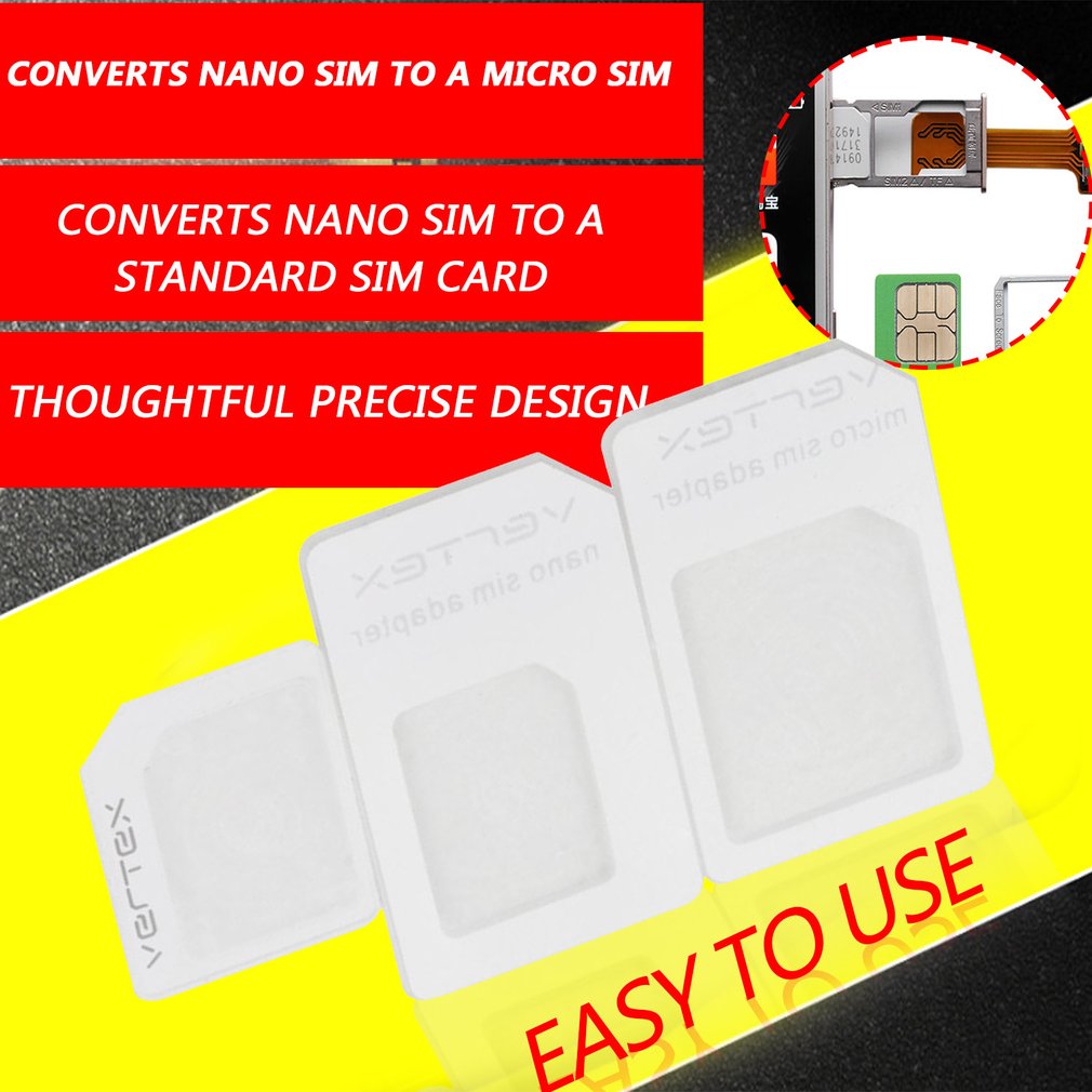 3 pçs para nano sim para micro adaptador de cartão padrão bandeja titular adaptadores para iphone 5 livre/transporte da gota