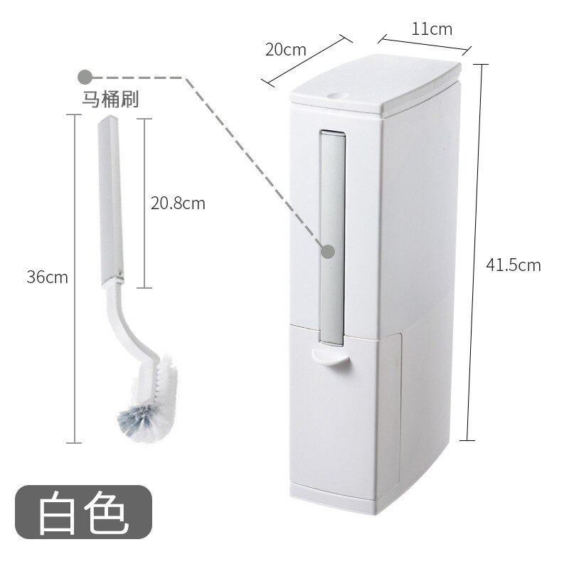 3 in1 Narrow Trash Can Plastic Waste Bin with Toilet Brush Garbage Bucket Dustbin Kitchen Bathroom Cleaning Trash Bin