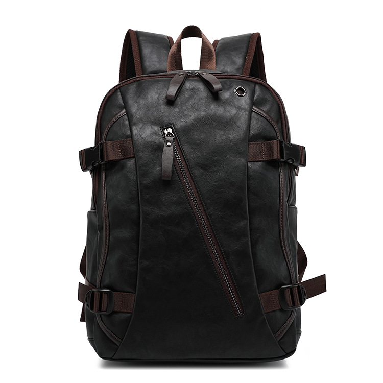 Korean style men's backpack style leather middle school student schoolbag