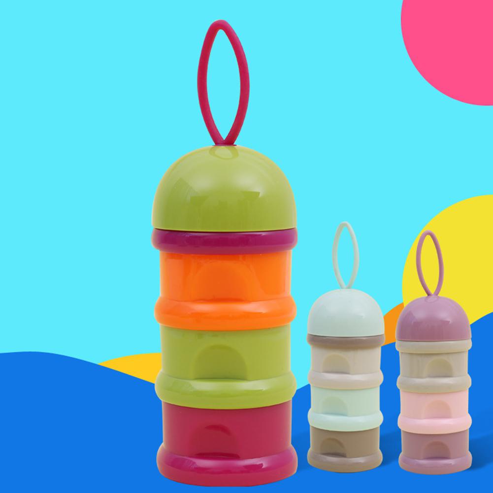 Kidlove 3- lags farverigt rundt hoved bærbar babymad opbevaringsboks mælkepulver taske