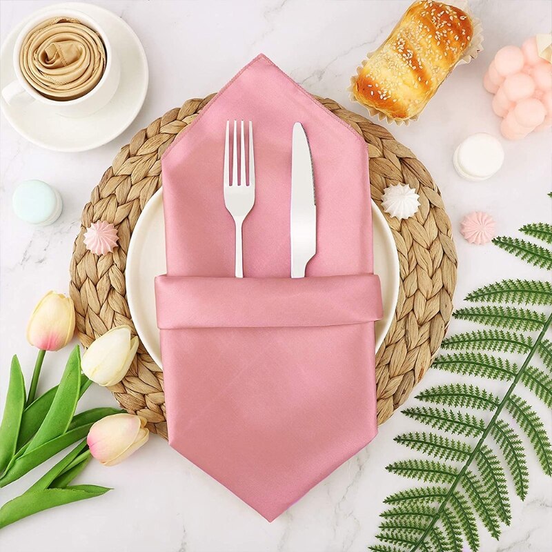 12pz 50cm tovaglioli di stoffa quadrato tessuto di raso tovagliolo tasca fazzoletto per matrimonio compleanno casa festa Hotel