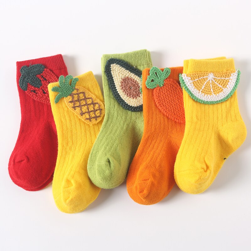 Baby Socken Neugeborenen Jungen Mädchen Karikatur Obst Dekorative Socken Baumwolle freundlicher Socken Weichen Neugeborenen Socken Kleidung Zubehör 0-3Y