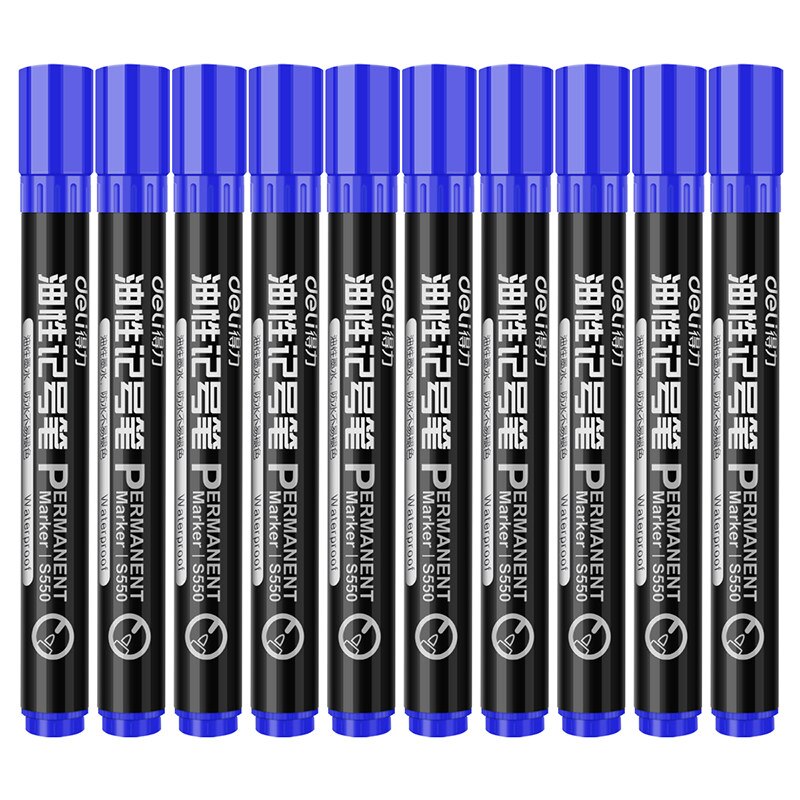 10 st permanent märkpenna vattenfast oljebläck svart blå röd färg pennor för metall keramiska skolmaterial marcador caneta  a6842: Helt blå