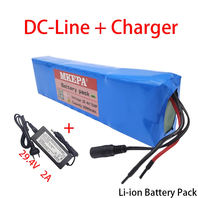 24V 7S4P 18650 28Ah Rechargeable Lithium Ion Battery Pack 29.4V for Batteries+29.4V Charger: WHITE