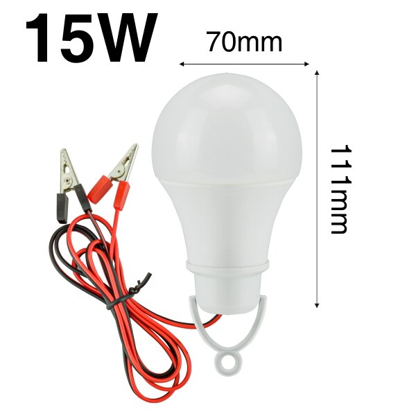 Lumière blanche d'urgence à basse tension, ampoule blanche LED lampe à LED ampoule LED d'urgence, pour l'inspection de Camping, éclairage d'extérieur, à basse tension, LED DC12V, 7W, 9W, 12W, 15W: 15W White