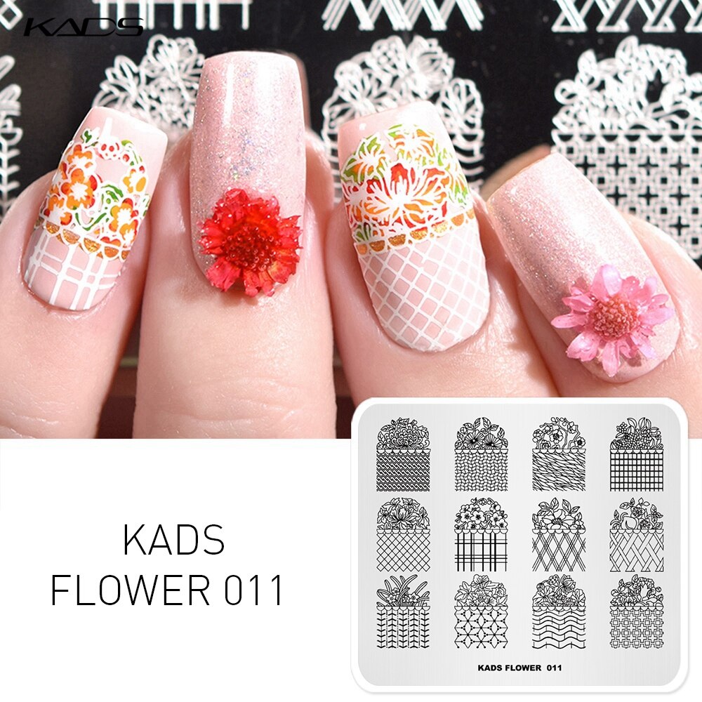 1pc negle stempel plade blonde blomster mønster nail art stempel skabelon gør det selv negle design manicure plader print stencil værktøjer: 15