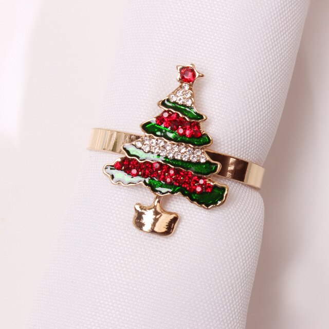 servetring Servet Ring Christmas Legering Sneeuwvlok Gouden Servet Gesp Geschikt voor Holiday Party Table Decoration Supplies 6pcs / lot accessoires (Color : Rose gold