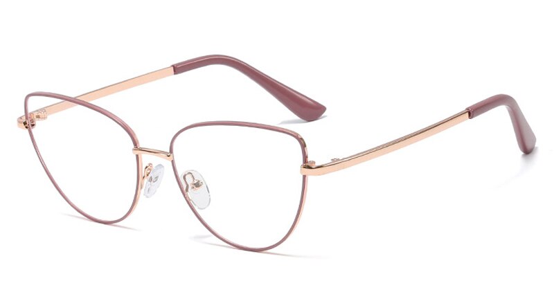 Kachawoo-gafas graduadas para mujer, lentes ópticas de metal, negro, dorado, retro, Ojo de Gato, accesorios para mujer, lente transparente: gold purple frame
