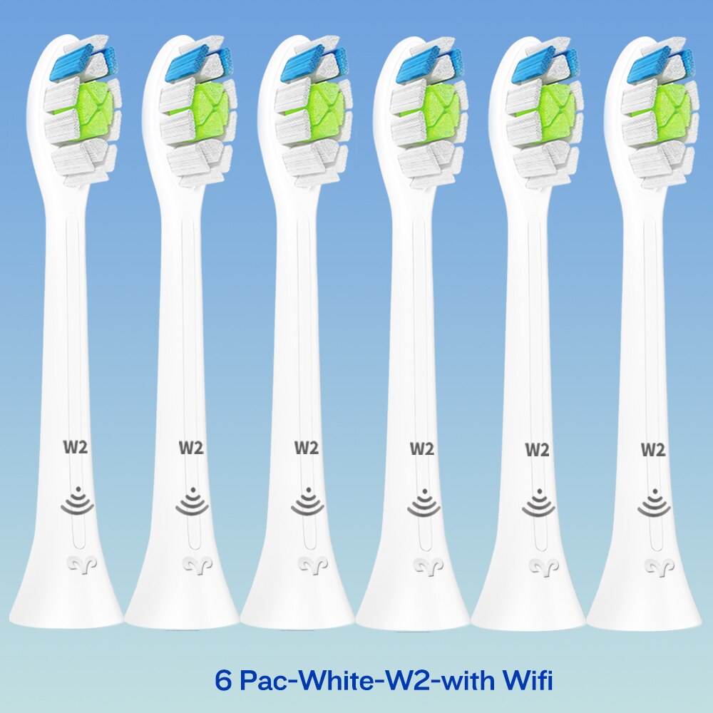 W2 DiamondClean Toothbrush Heads for Phillips Sonicare Electric Toothbrush HX9023 HX6024 HX3220 HX6250 HX6530 HX6730 HX8911: 6-WH-W2-with Wifi