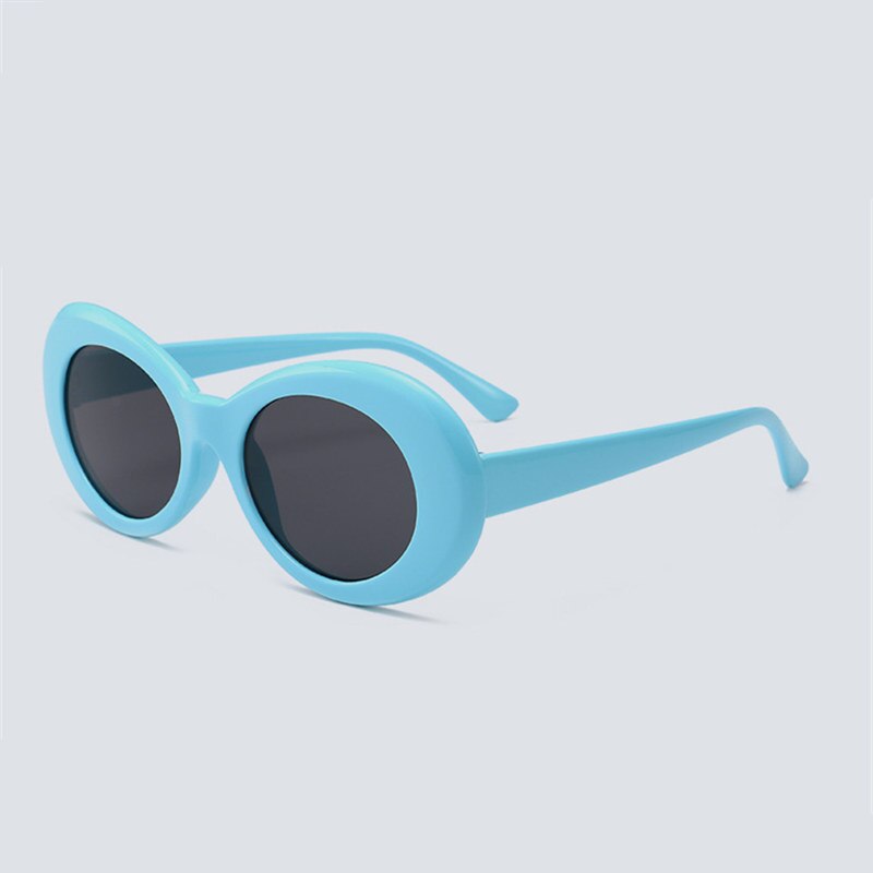 Yooske clout beskyttelsesbriller nirvana kurt cobain runde solbriller til kvinder mænd mærke briller retro solbriller  uv400 briller: Himmelblå