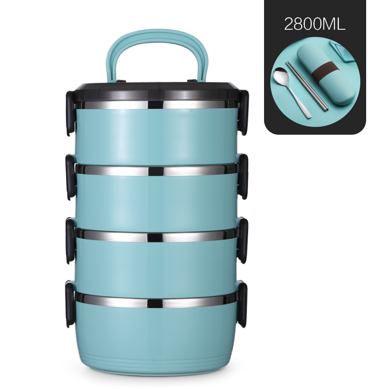 Tragbare Schule Dicht Thermische Lunchbox Für freundlicher Büro Picknick Große Lebensmittel Container einstellen Edelstahl Bento Boxs Japanischen: 4 Schicht Blau