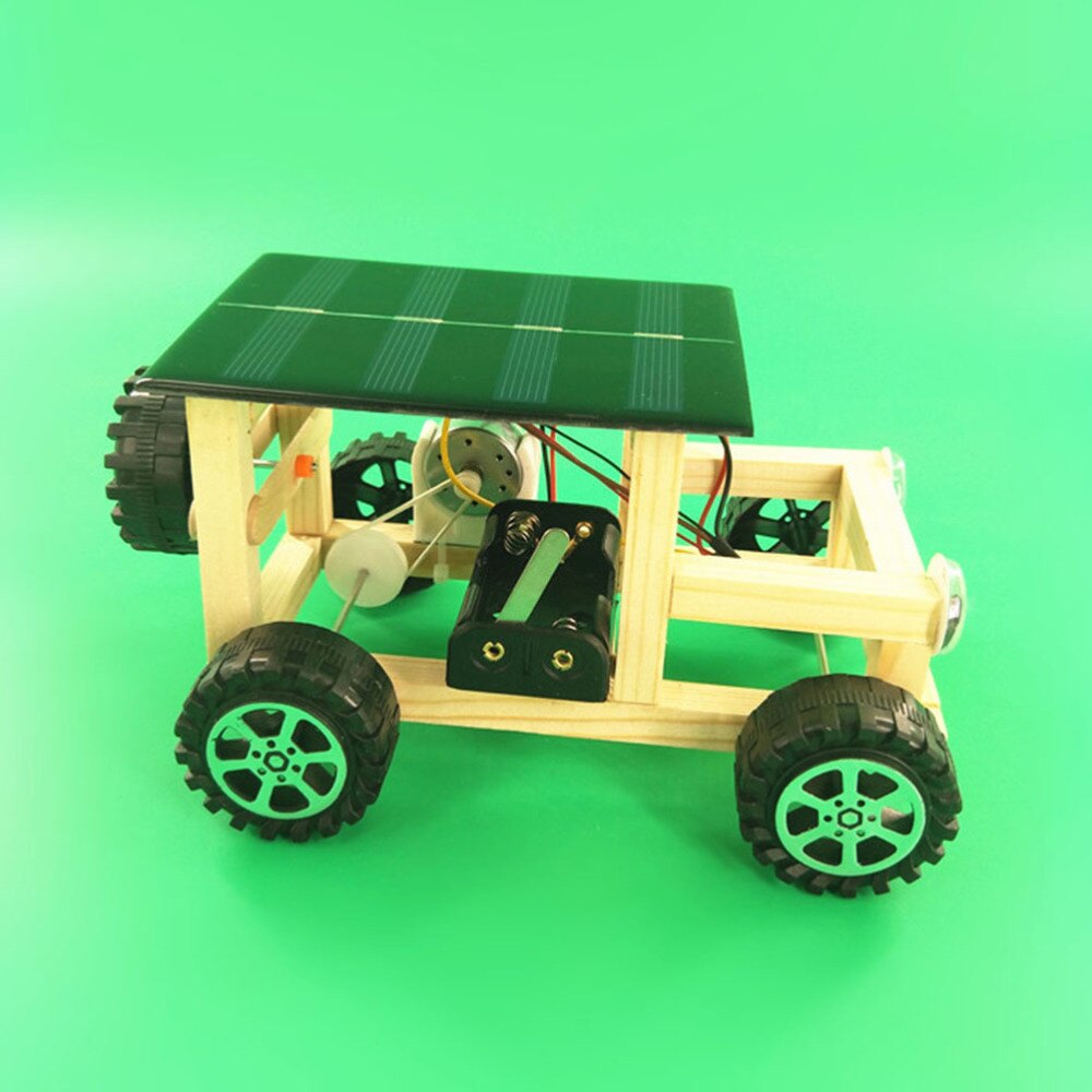 1pcs Wooden DIY Assembly Solar Car Scientific Educational Model Kit for Students Children