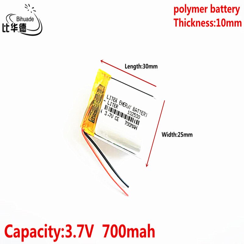 3.7v -liter-energieakku, 700 mah , 102530 lithium-polymer-lipo-akku, wiederaufladbar für  mp3 kopfhörer, ladepads, dvd-player, bluetooth-kamera