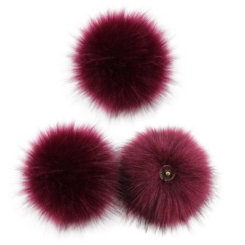 Bola de pompón con botón de presión, pompón de pelo colorido DIY de 10cm, pompón esponjoso extraíble para sombrero, zapatos, accesorio para bufandas, 3 unidades: N