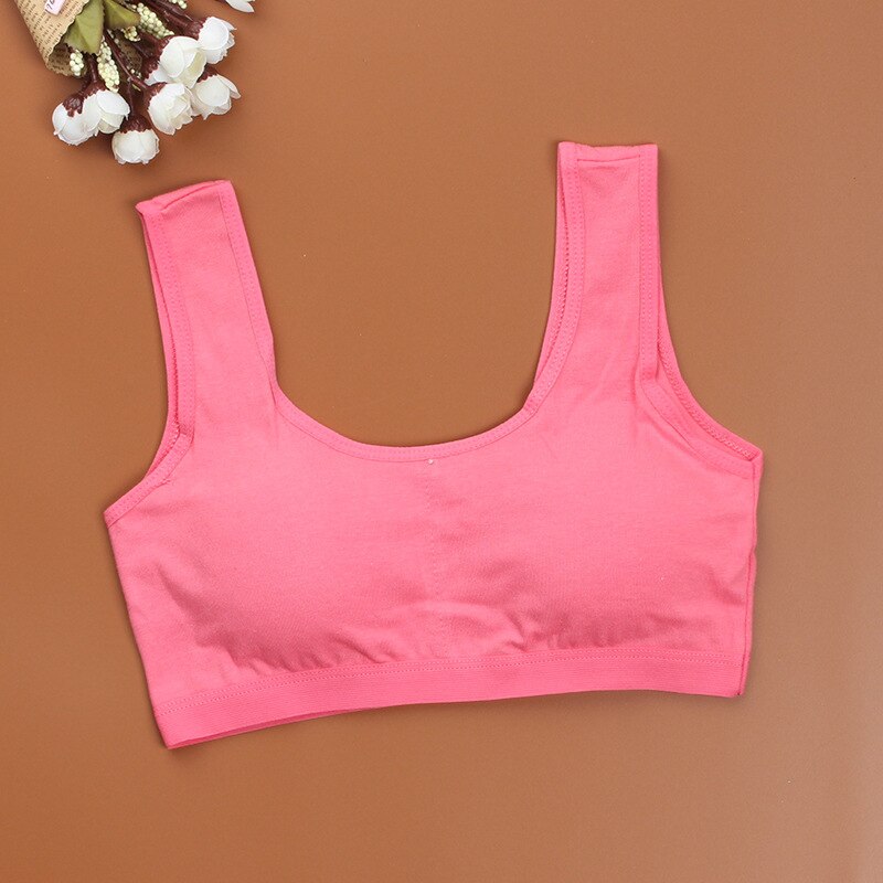 5pcs/Lot Teens Girls Sports Bra Puberty Underwear Wireless Teenager Girls Sport Bra Chest Pad Cotton Young Girls Training Bra: rose red