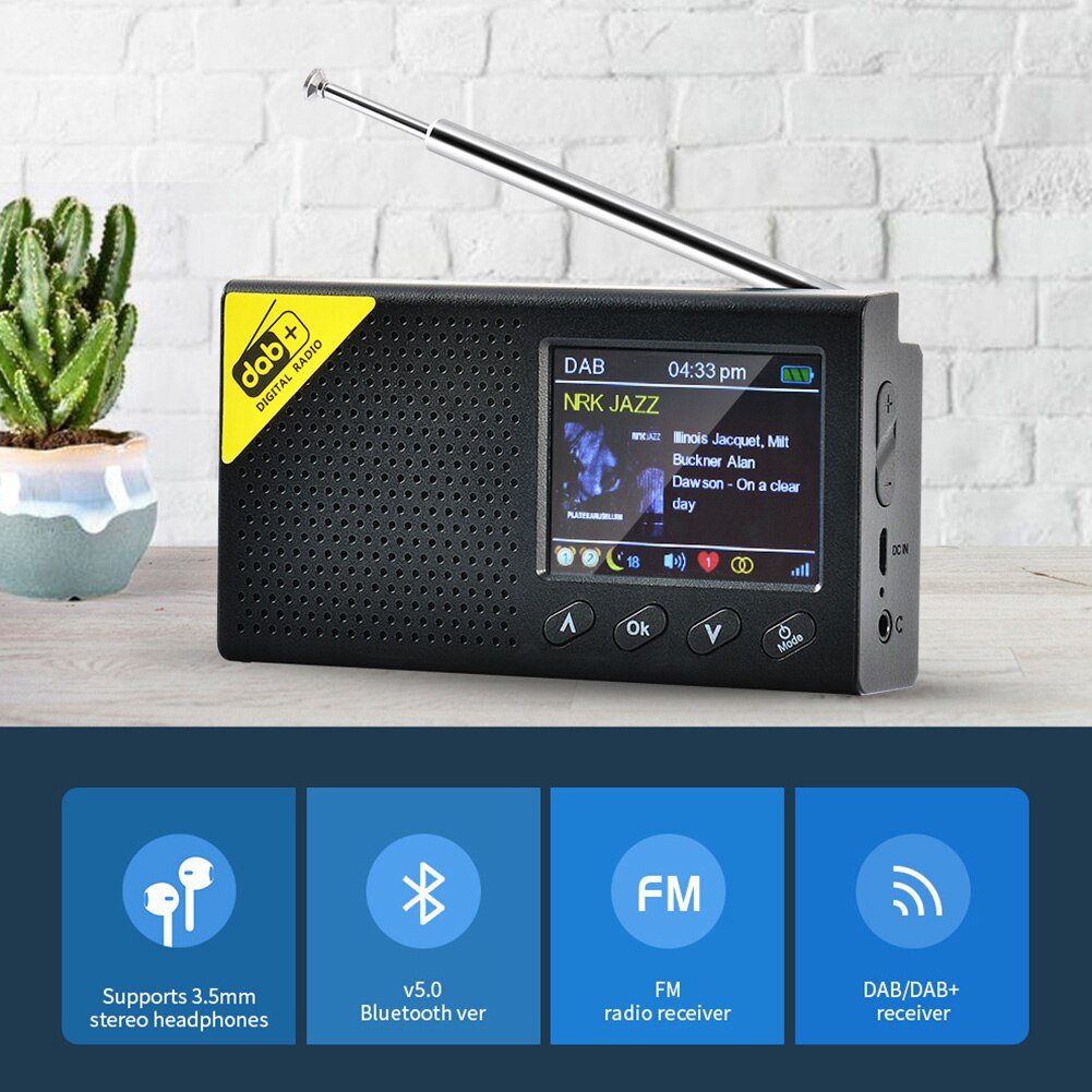 Couleur écran numérique Radio FM récepteur lecteur de musique Rechargeable Mini Portable DAB Portable Bluetooth 5.0 maison stéréo voiture MP3