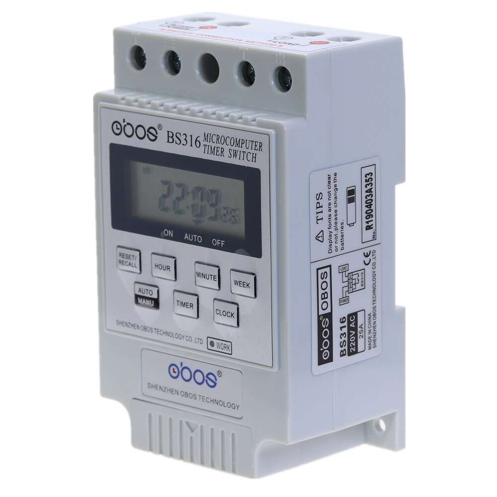 Interrupteur de minuterie numérique, AC 220V 50HZ/60HZ 25a, Rail Din, KG316T,