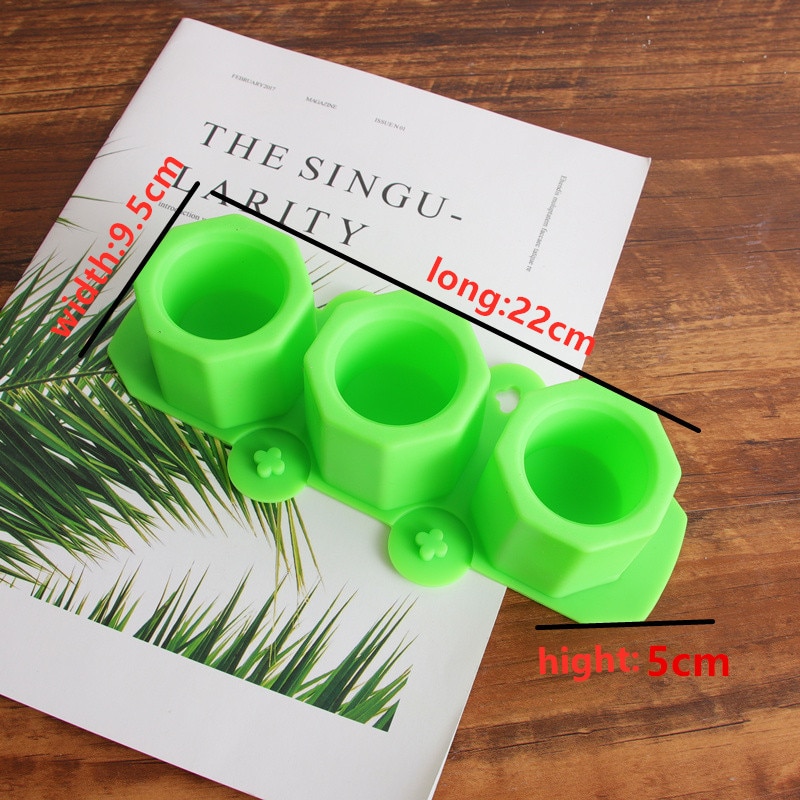 3 Holes Round Geometric Polygonal Concrete Flower Pot Vase Mold Cactus Cement Molds Silicone DIY Aromatherapy Candle Decoration