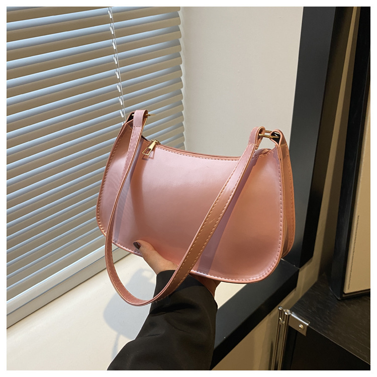 PU Leather Solid Color Small Square Bag Single Shoulder Armpit Handbag Women's Casual Commuting Bag Korean Style: Blue