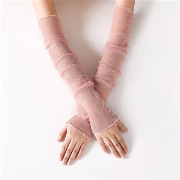Malla de manga de brazo transpirable brackers Anti-UV malla de Color sólido mujer manga de brazo accesorios de ropa: 5