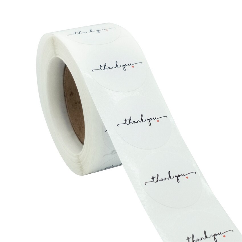 Autocollants ronds de remerciement blancs, étiquettes autocollantes de décoration pour scellage, fournitures de courrier, emballage , 100 à 500 pièces