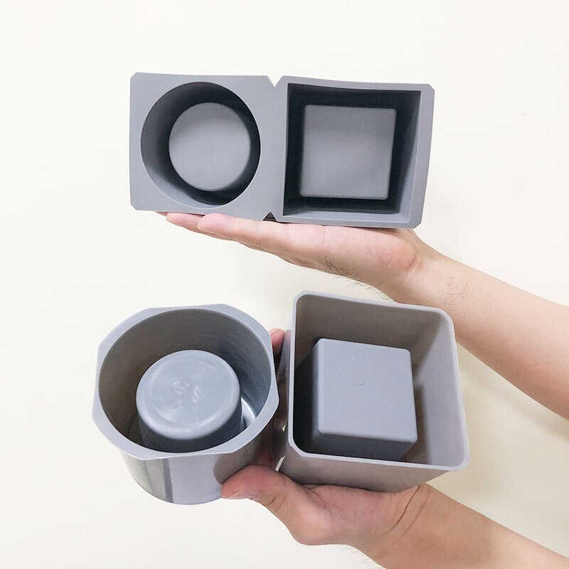 Concrete Molds for Garden ，Square Round Cement Pot Molds Succlent Plant Pot Mould: 1 Set mold