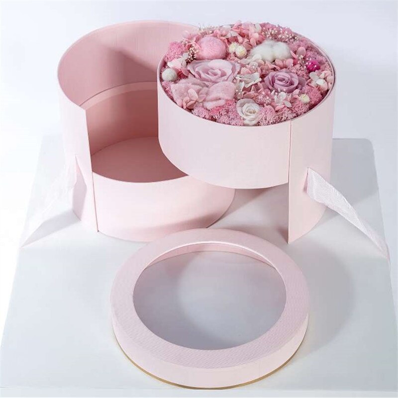 1 pcs dubbele lagen knuffel bloem emmer karton bloem verpakking bloemist verpakking gevallen event bruiloft benodigdheden