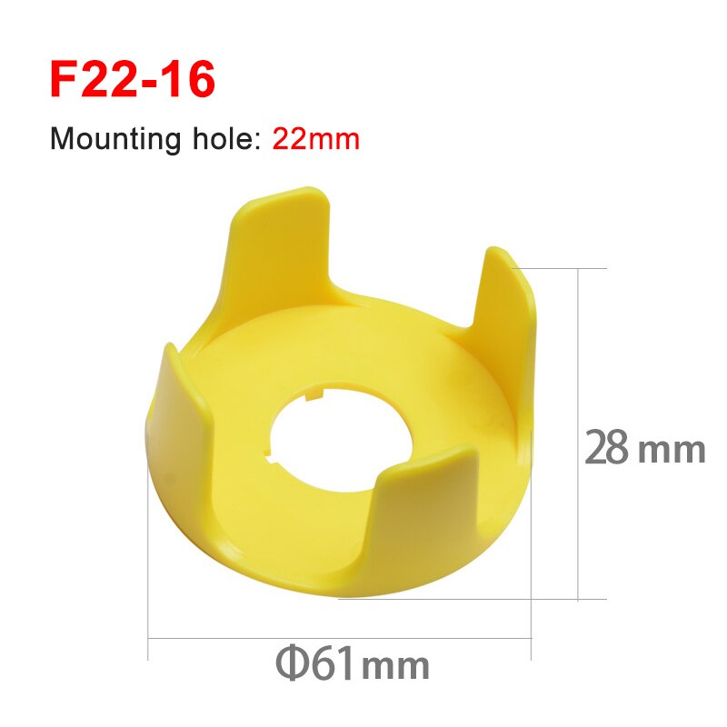 22mm yellow emergency stop button protection cover button switch emergency mushroom head protection seat protection cover ring: F22-16