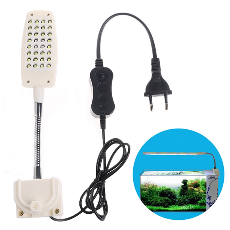 LED Fishbowl Light 4 Blue + 28 White AC220V LED Aquarium Light Lamp For Coral Reef Aquatic EU Plug Fish Tank Ornament