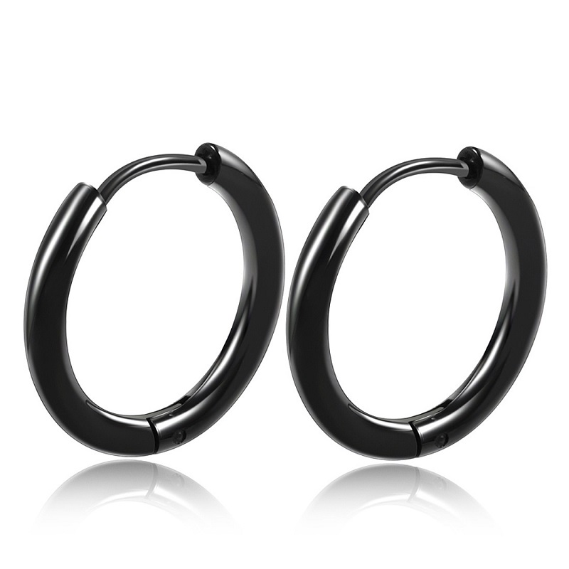 1 par de pendientes de aro de acero inoxidable para mujer/hombre, Piercing para cartílago de la oreja, Tragus, Hip-hop Street Pop, hebilla de oreja antialérgica: YELLOW / Rodio plateado