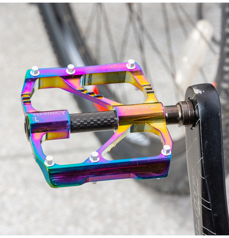 Promend Mtb/Racefiets Kleurrijk Koolstofvezel Pedaal Anti-Slip Ultralichte Mountainbike Big Foot Pedalen 3 Lagers Pedaal Vtt