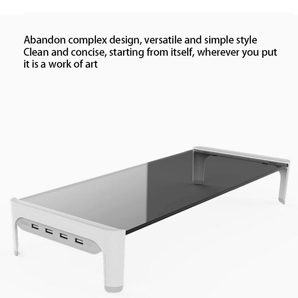 USB3.0 Aluminum Monitor Stand Riser with 4ports USB Hub Data Transmission and Fast Charger Keyboard and Mouse Storage Desk Riser
