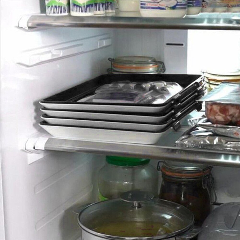 4Color Food Preservation Tray Reusable Plastic Keeping Fresh Spacer Container Refrigerator Microwave Kitchen Food Storage Plates