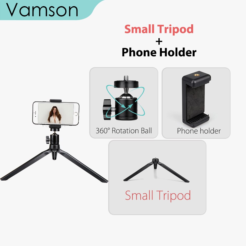 Trípode de Selfie Vamson con bola giratoria extensible de 360 ° con soporte para teléfono y teléfono Android Selfie foto video VLS02A: VLS02A-Small set
